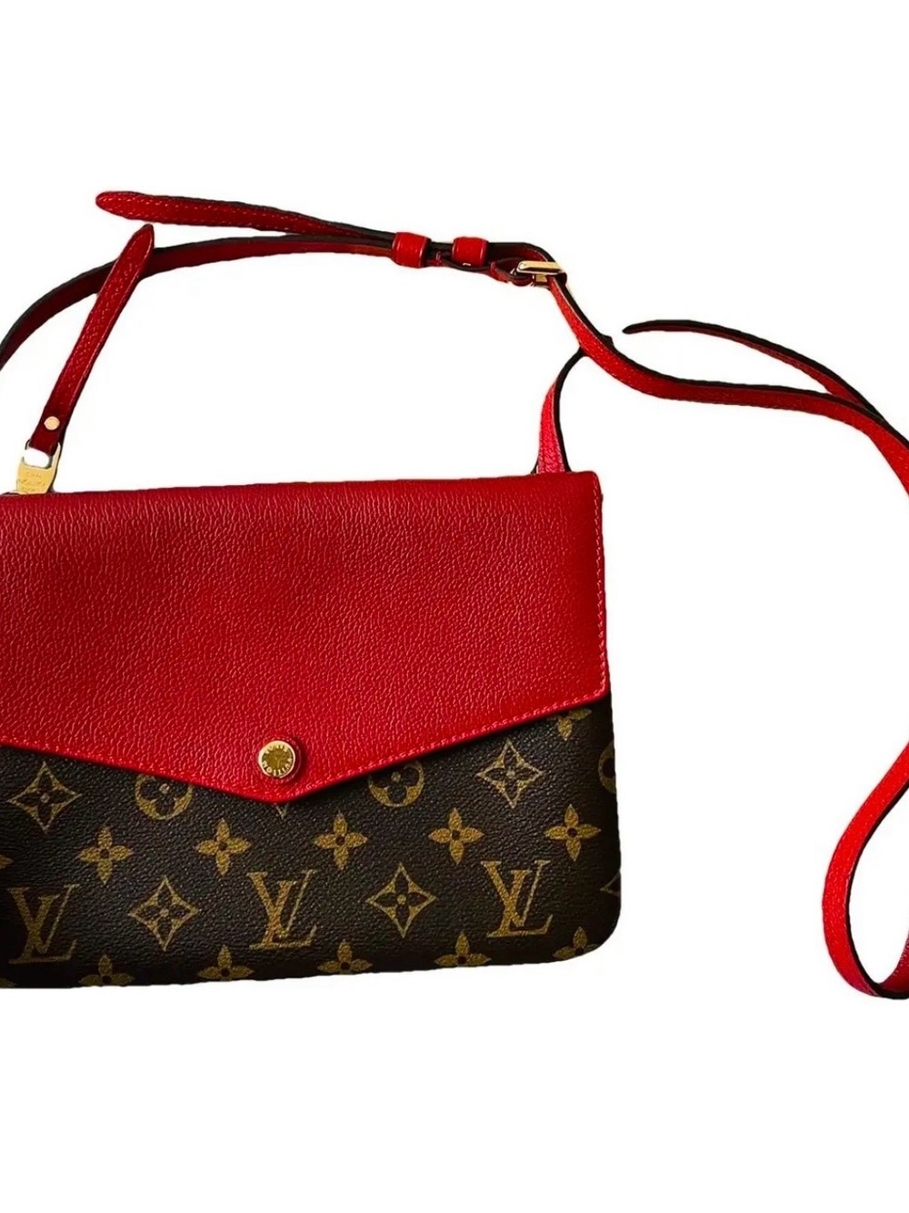 Louis Vuitton Red & Brown Monogram Crossbody Envelope Twinset